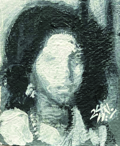 Waleed Mohammed, Minimum Family Portrait 03, 2025, acrylic on canvas, 4 x 3 cm